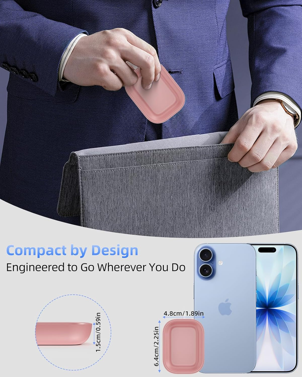 For Airpod Charger, Designed Wireless Charger for Airpods 4(Anc)/3Rd/2Nd Gen, for New Airpod Pro 3 (2025)/ 2Nd Gen, Wireless Earbuds, Slim & Compact for Travel Home Office, Pink