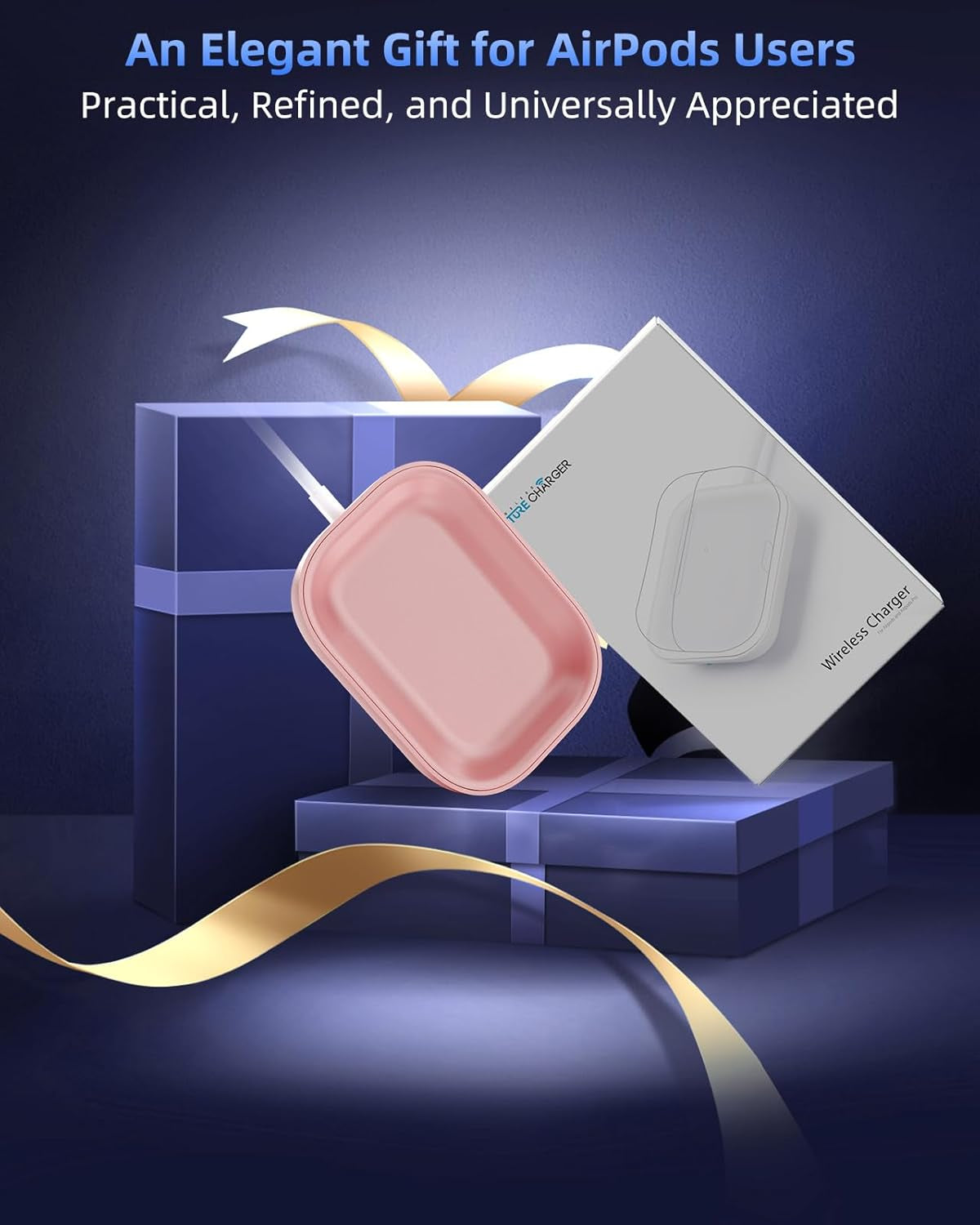 For Airpod Charger, Designed Wireless Charger for Airpods 4(Anc)/3Rd/2Nd Gen, for New Airpod Pro 3 (2025)/ 2Nd Gen, Wireless Earbuds, Slim & Compact for Travel Home Office, Pink